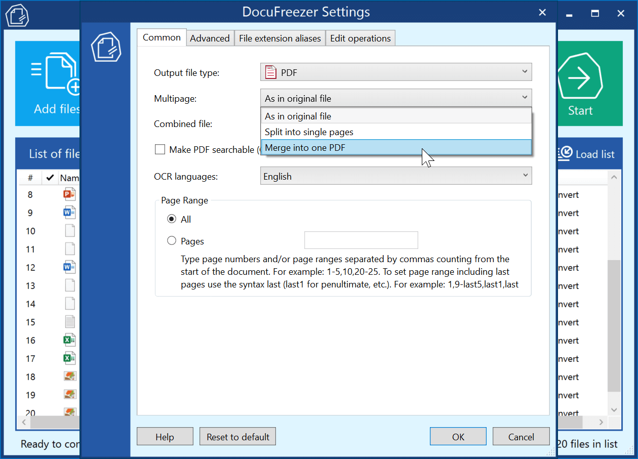 Multipage option - DocuFreezer