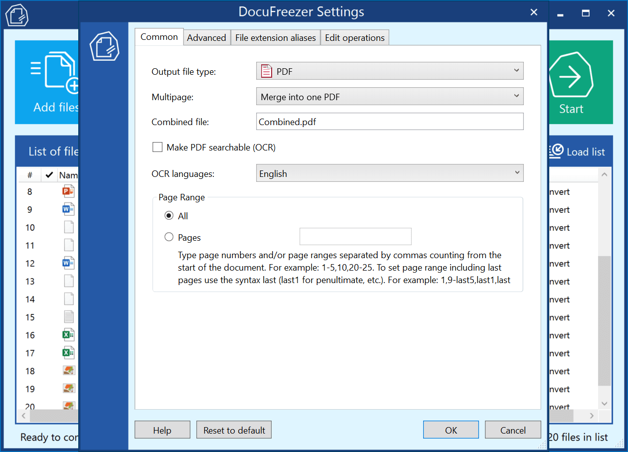 Merge into one PDF - DocuFreezer