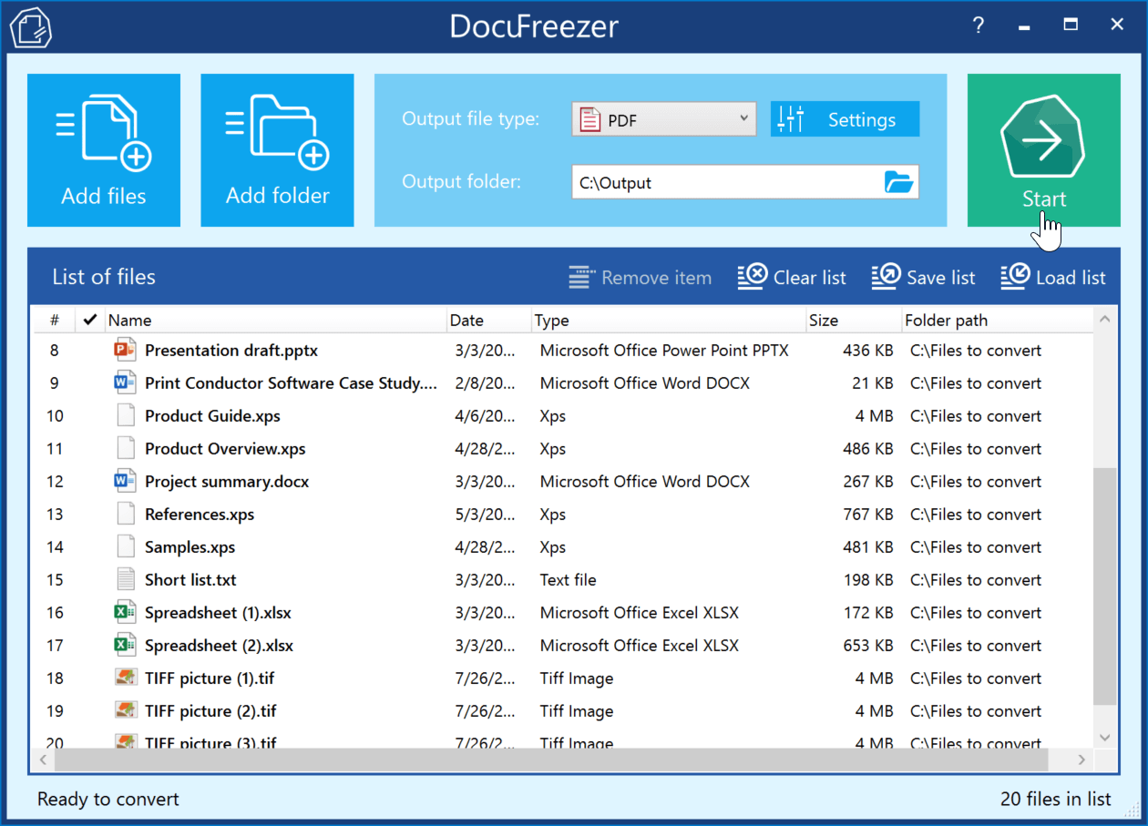 Click Start - DocuFreezer