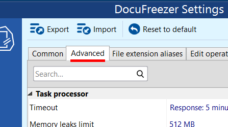 DocuFreezer Advanced Settings