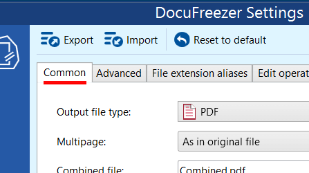 DocuFreezer Common Settings