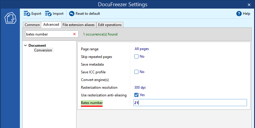 Current Bates number