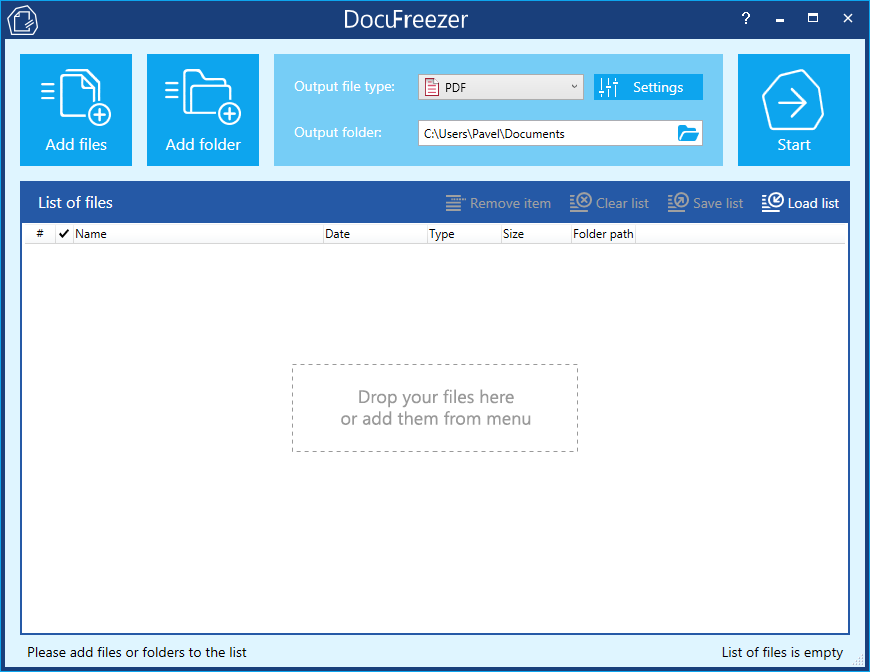 New interface of Docufreezer 2.0