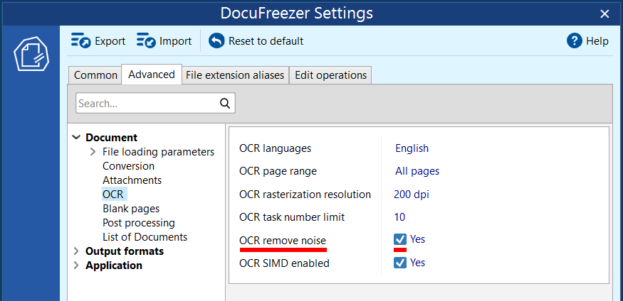 OCR remove noise