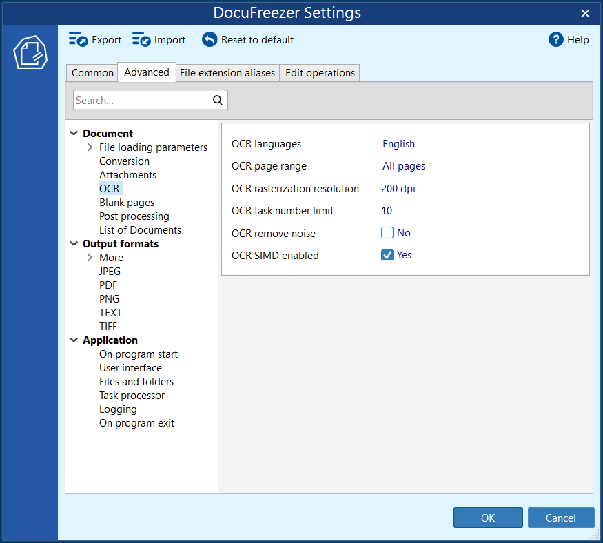 DocuFreezer has got a redesigned Advanced Settings tab interface for better navigation