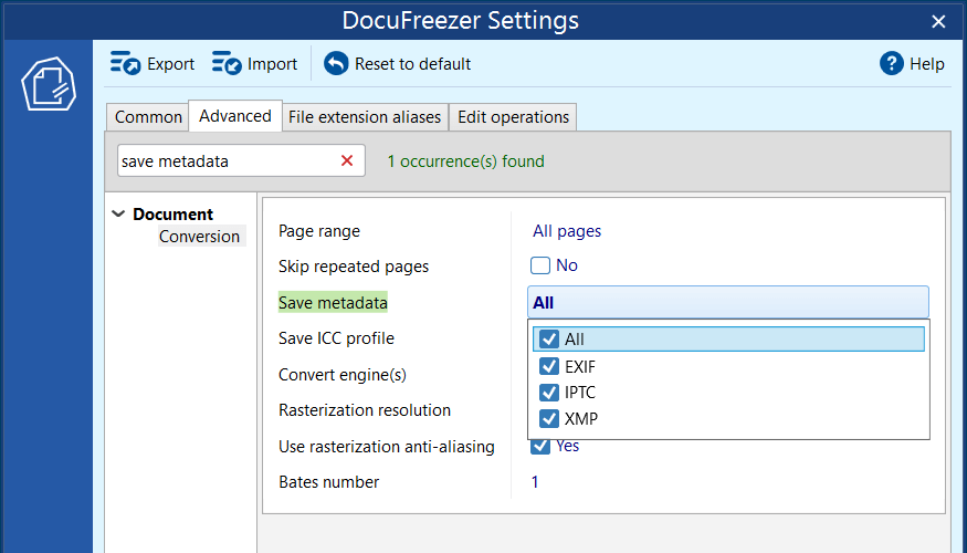 Save or remove file metadata when converting images Save or remove file metadata when converting images