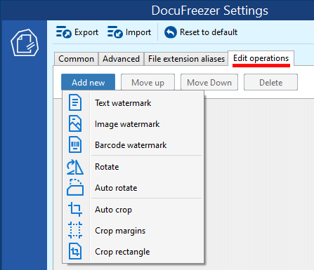 DocuFreezer Edit operations