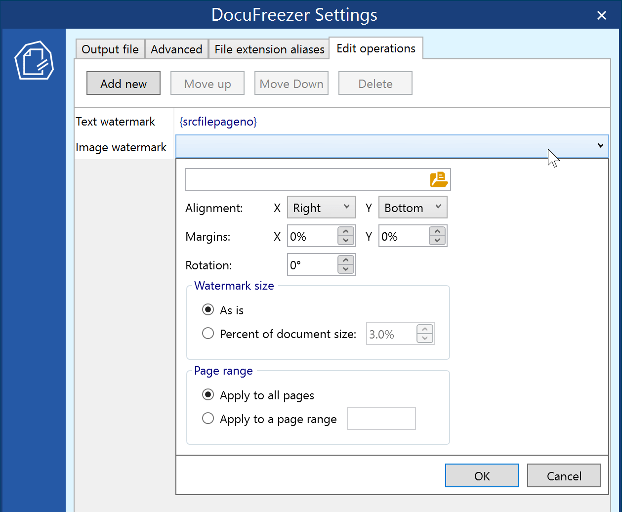Add text or image watermark when batch converting files