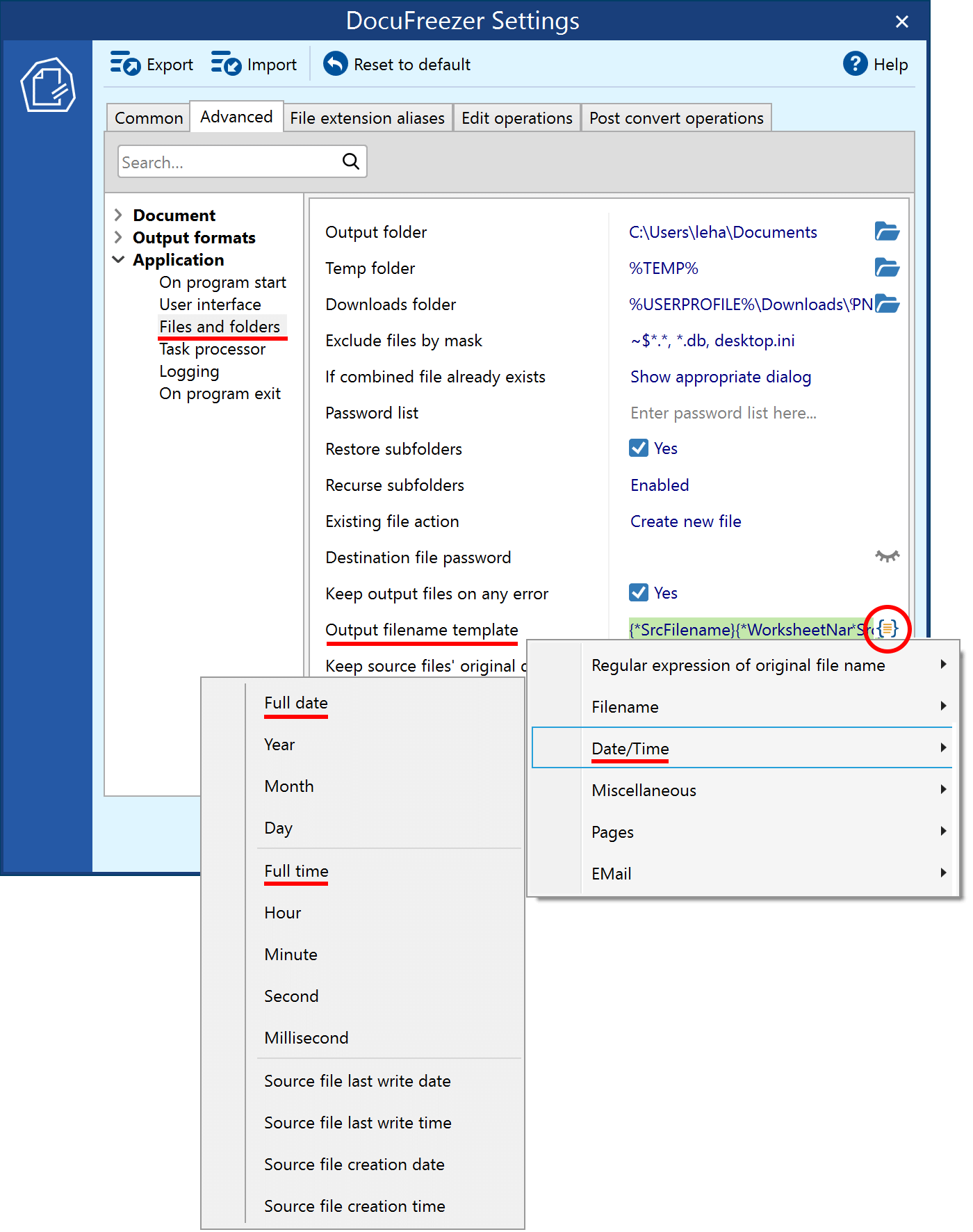 add a timestamp indicating when a file was converted by DocuFreezer
