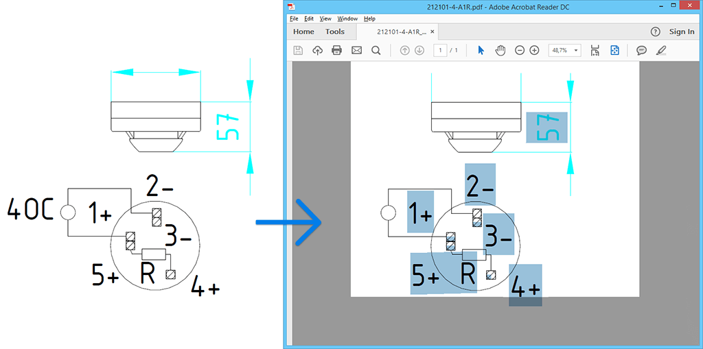 OCR Conversion: AutoCAD DWG to PDF with text