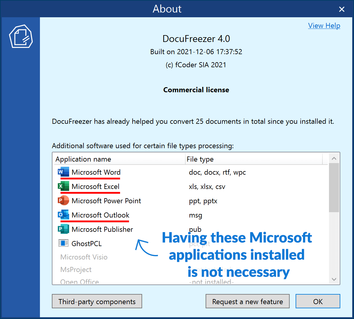 MS Office をインストールせずに Word、Excel、Outlook ファイルを変換