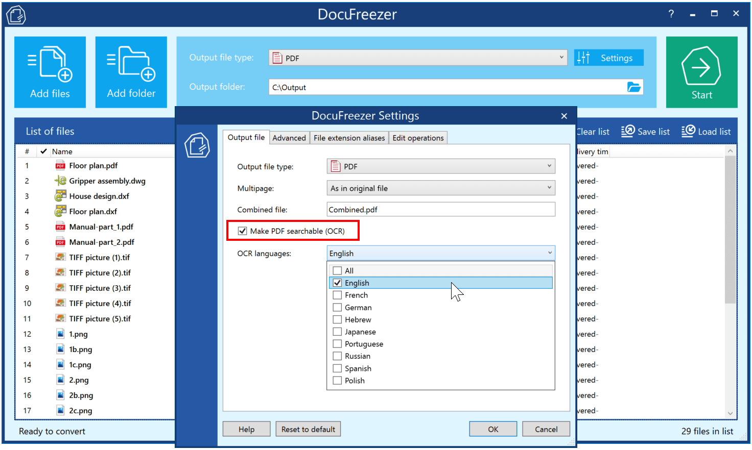 OCR PDFs, Scanned and Save Recognized as Searchable PDF or Text with OCR