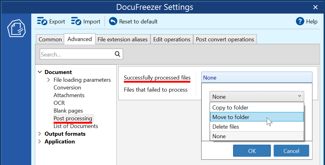 Control Post-Processing Actions