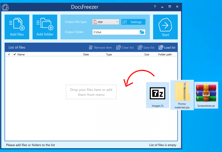 RAR、ZIP、および 7-ZIP アーカイブ内のファイルを変換する