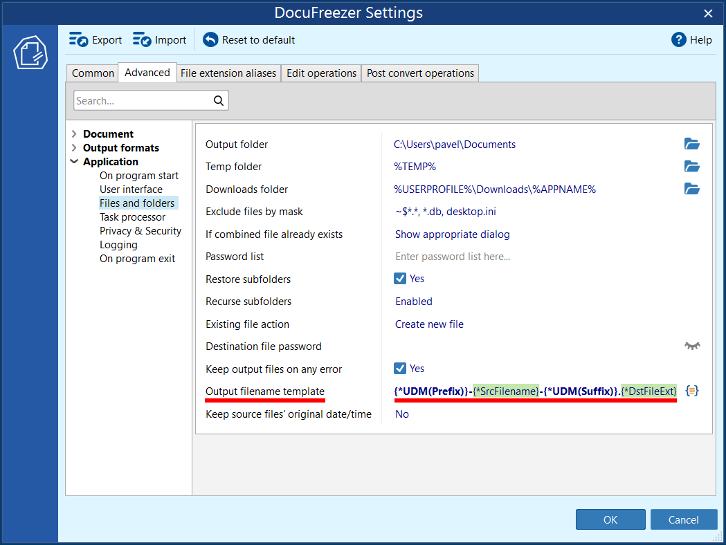 Customize output filename naming convention with DocuFreezer Customize output filename naming convention with DocuFreezer
